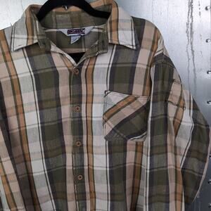 Big Mac Vintage Plaid Flannel Outdoor Hiking Camping Button Up Shirt USA Large